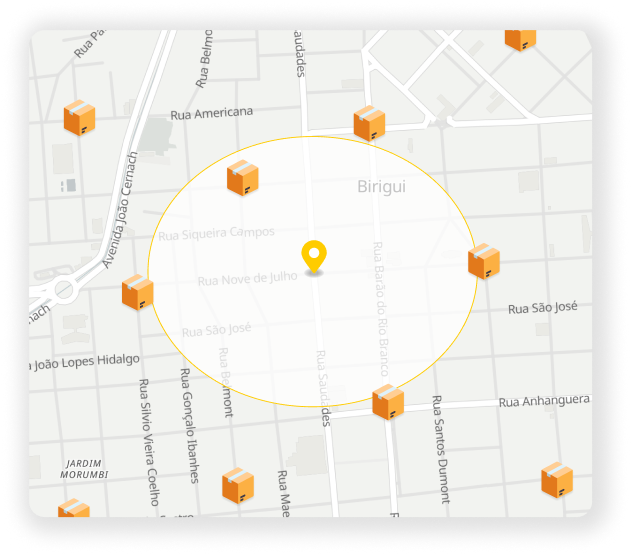 Mapa de cargas disponíveis para motoristas